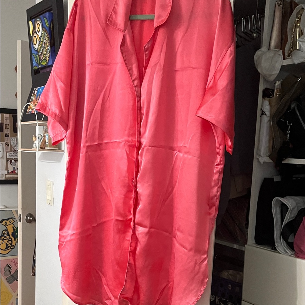 Orange Satin Pajama Dress or Robe